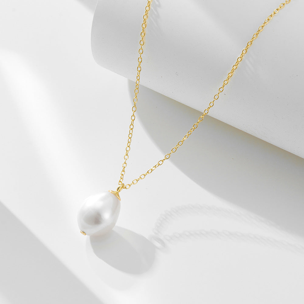 Single Pearl Pendant Necklace Natural Baroque Freshwater