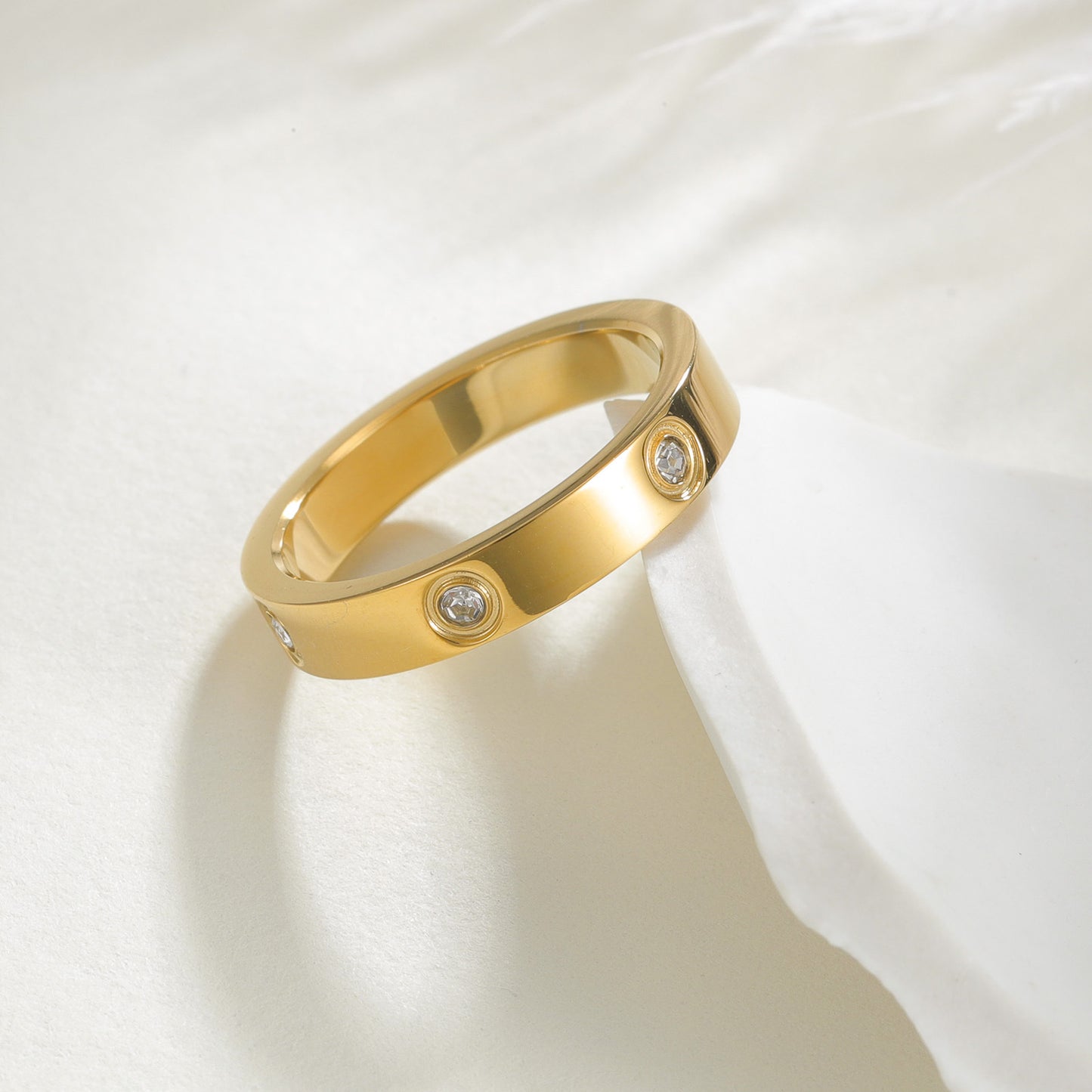 Planderful Everyday Genie Stainless Steel Zircon Ring For Unisex Wear Durable Six Zircon Stones Jewelry