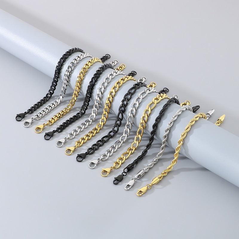 Minimalist Unisex Bracelet Stacked Figaro Twist Chain Cuban Chain