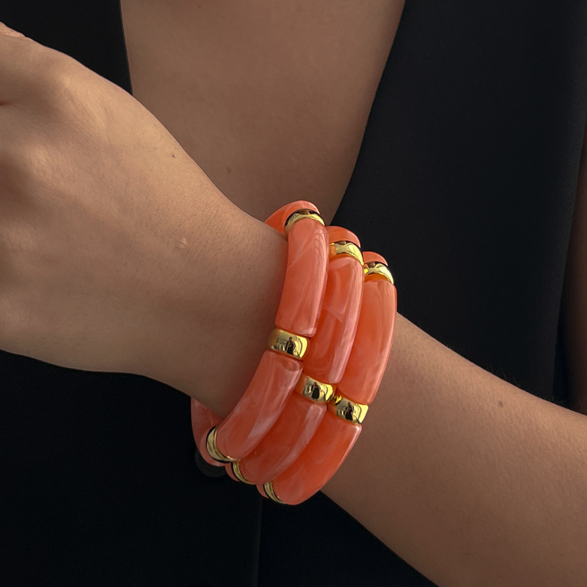 Planderful Vienna Verve Retro Beaded Elbow Bracelet Set For Women Geometric Statement Jewelry