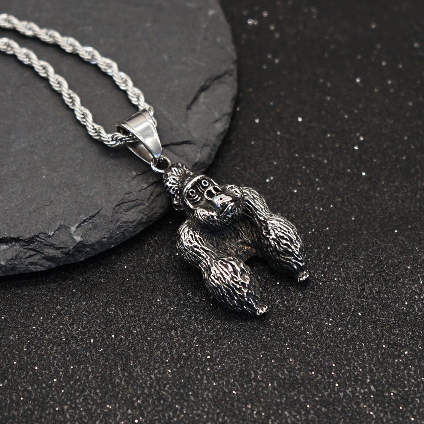 Steel Necklace – Vintage Gorilla Pendant