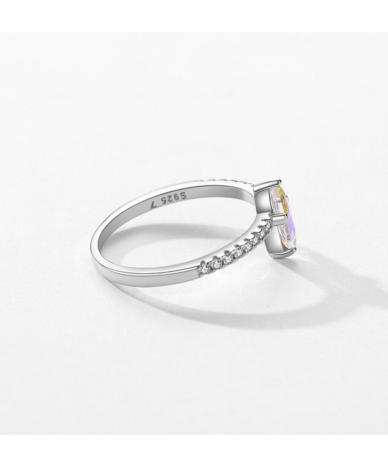 Colorful Zircon Sterling Silver Ring with Niche Design