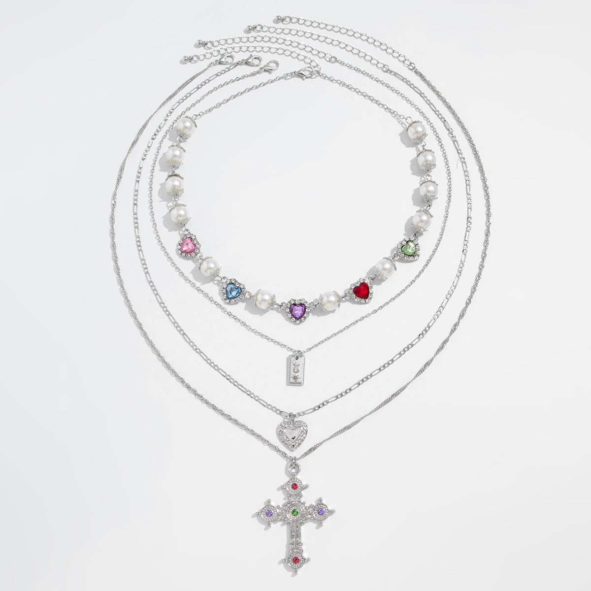 Planderful Vienna Verve Necklace – Retro Love-Shaped Imitation Pearl Design