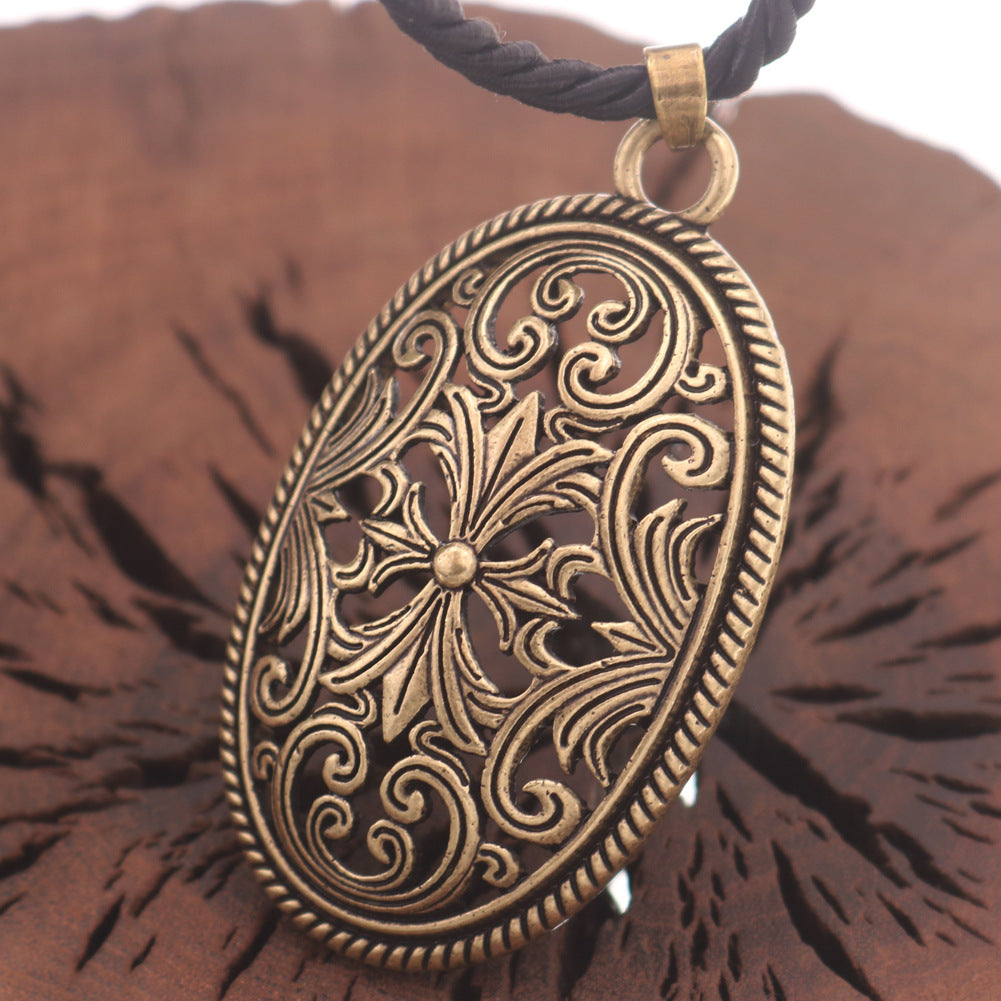 Viking Legacy Zinc Alloy Necklace with Norse Symbols - Unique Men's Pendant