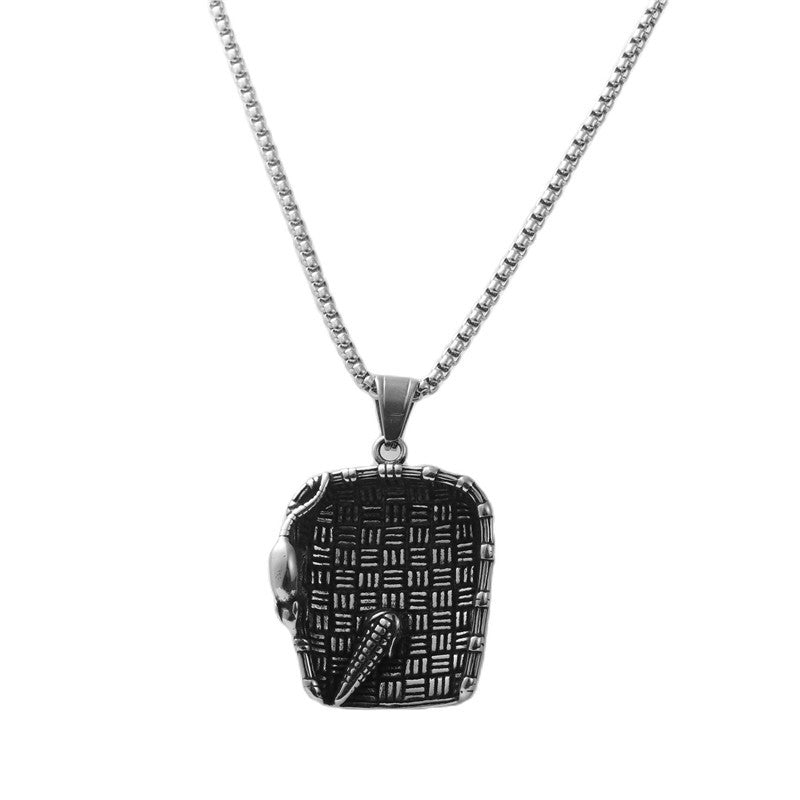 Titanium Steel Retro Dustpan Pendant Necklace for Trendy Men and Women