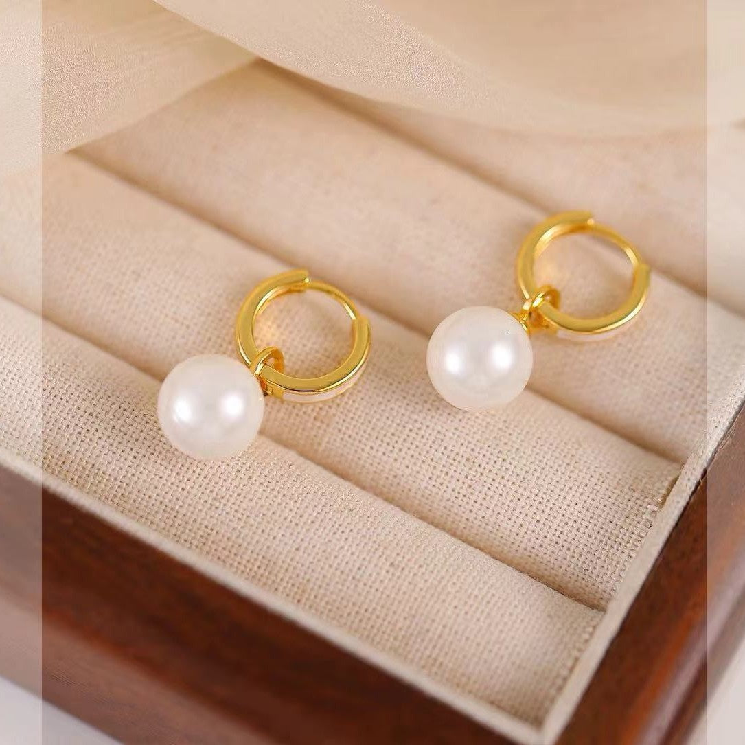 925 Sterling Silver Earrings Plain Circle Light Luxury Style