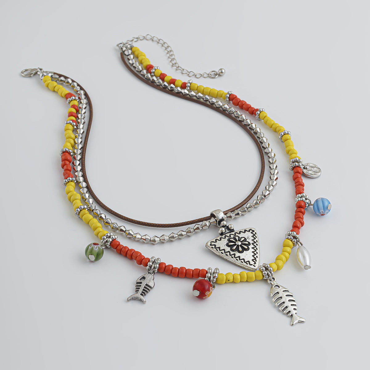 Bohemian Beaded Floral Fringe Necklace
