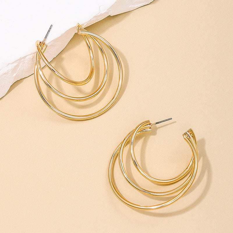 Exaggerated Multi-layer Circle Earrings - Vienna Verve Collection - European American Fashion Influenced