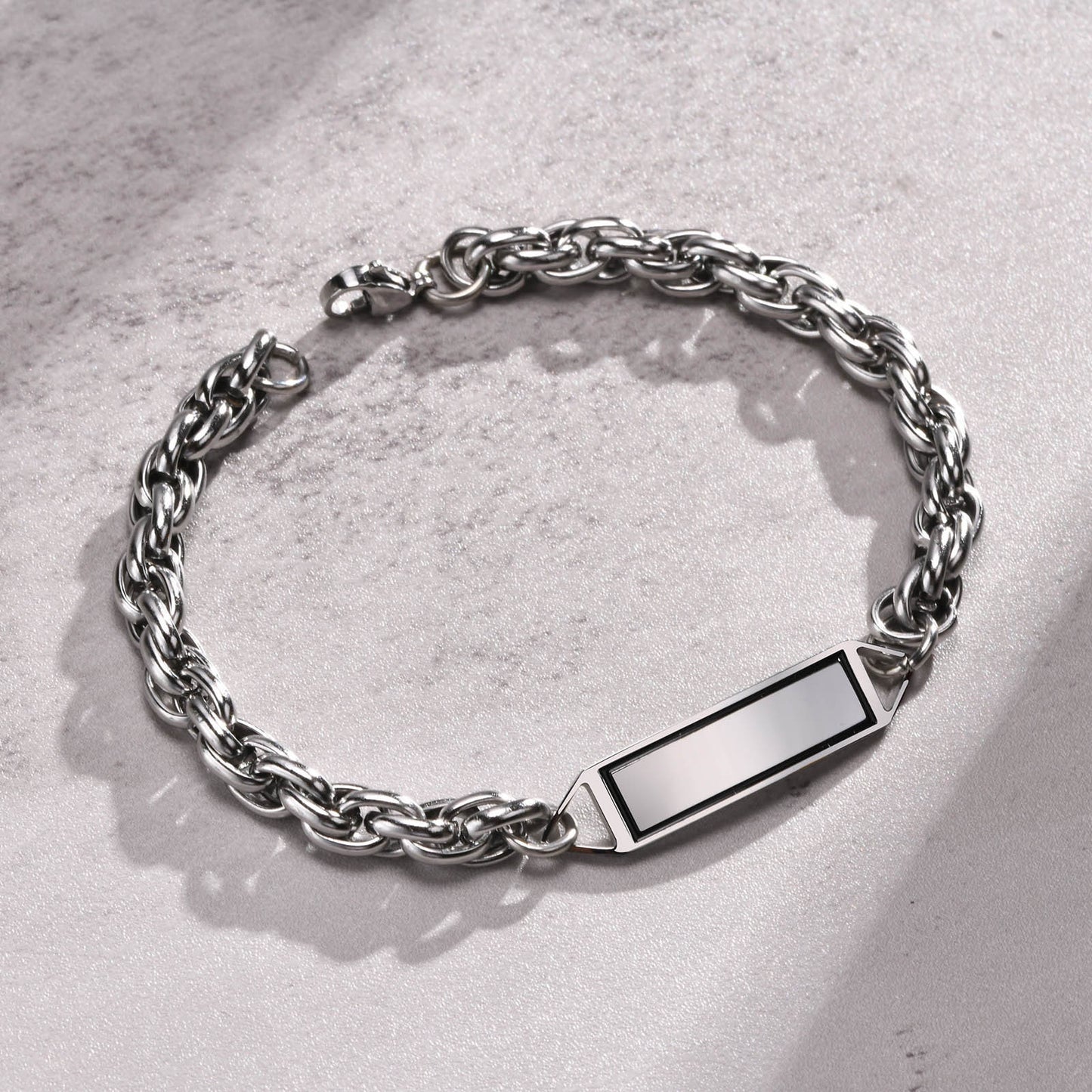 Stainless Steel Men's Fashion Bracelet Corroded Geometric Design