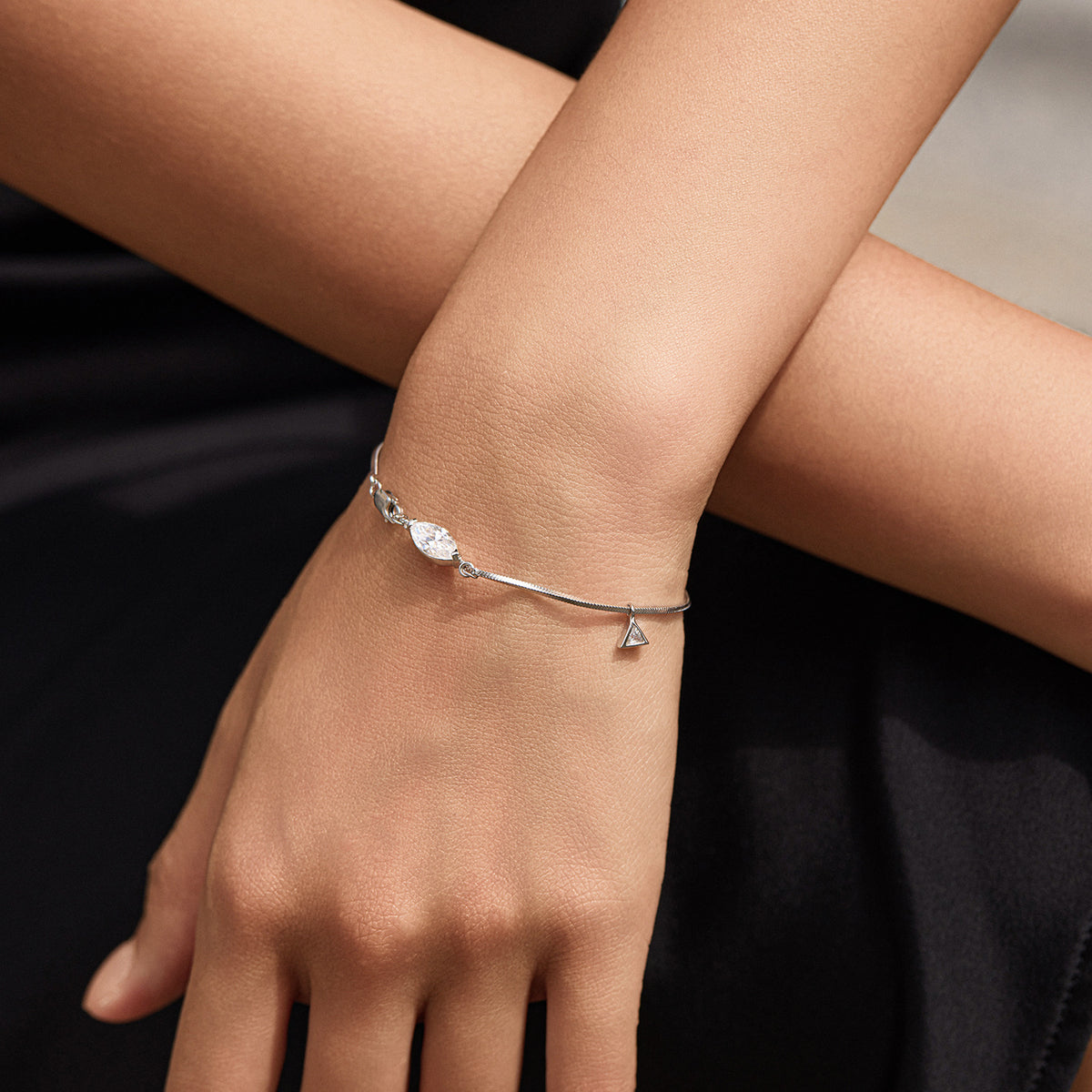 925 Sterling Silver Snake Chain Moissanite Bracelet
