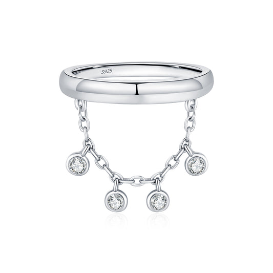 925 Sterling Silver Tassel Chain Ring