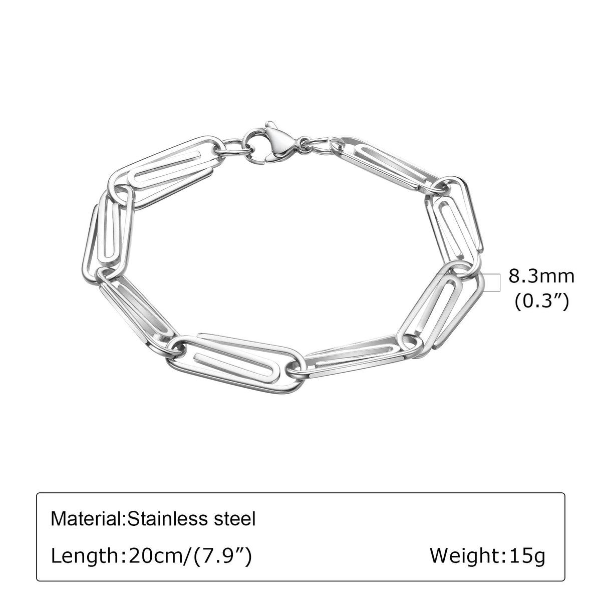Men's Hip Hop Stainless Steel Paper Clip Bracelet