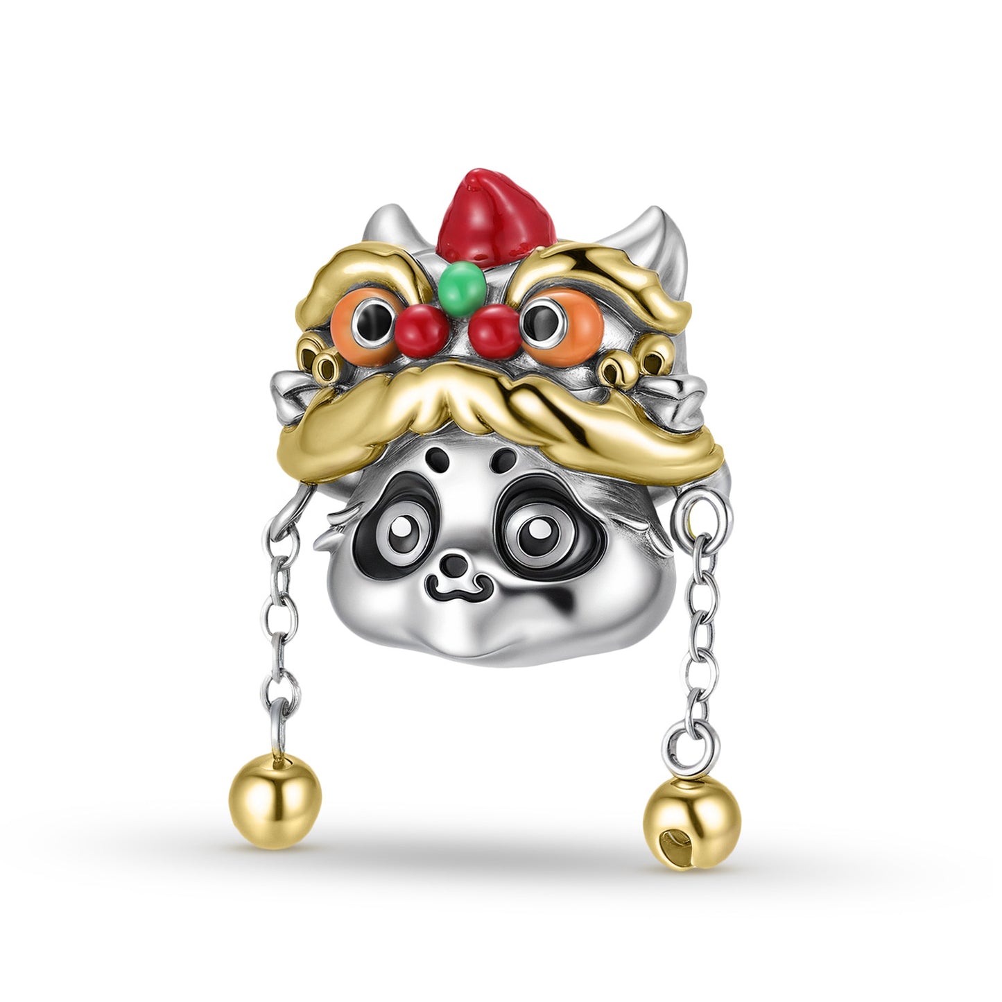 Planderful Jewelry Exquisite Sterling Silver Beaded Pendant With Lion Dance Panda Charm