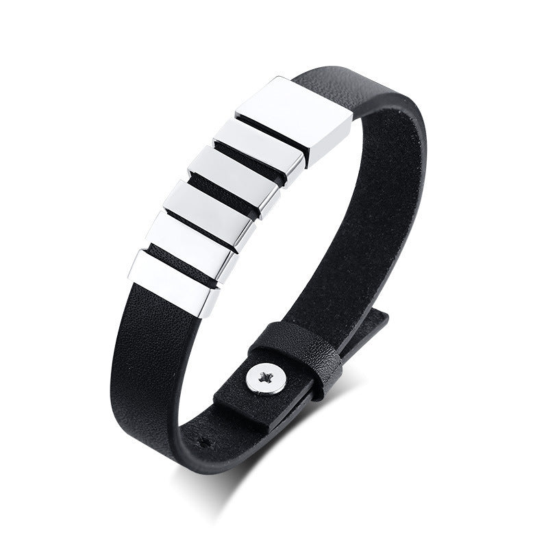 Stainless Steel Leather Rope Vintage Bracelet for Men