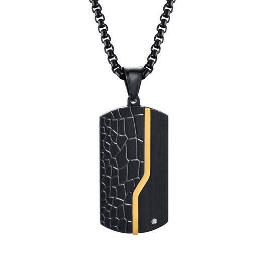 Titanium Steel Black Tag Stainless Steel Dog Tag Necklace