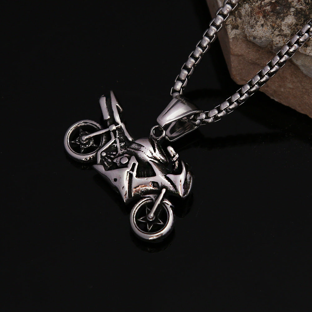 Stainless Steel Necklace Men's Personality Retro Motorcycle Pendant