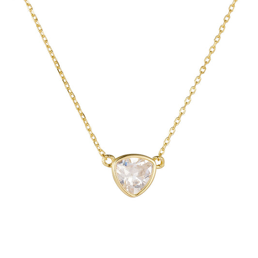 S925 Sterling Silver Geometric Triangular Zircon Pendant Necklace Single Clavicle Chain