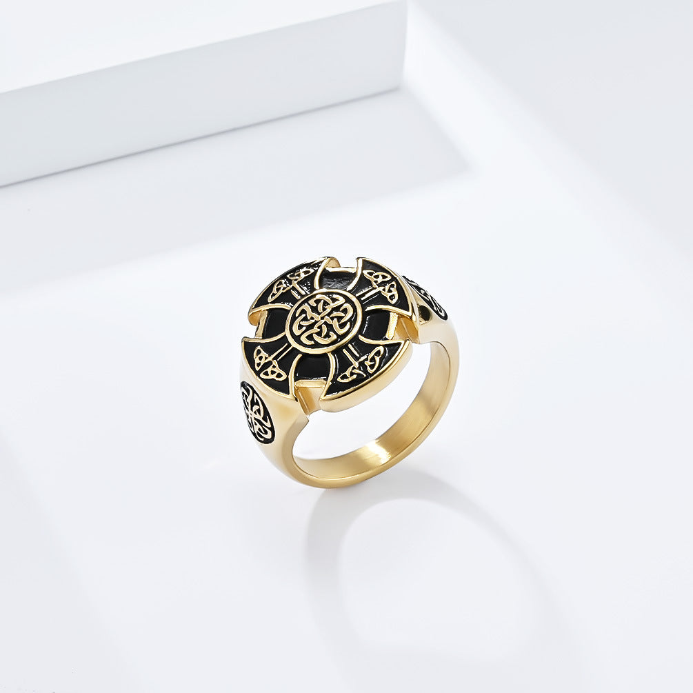 Nordic Viking Eternal Triangular Knot Titanium Steel Ring