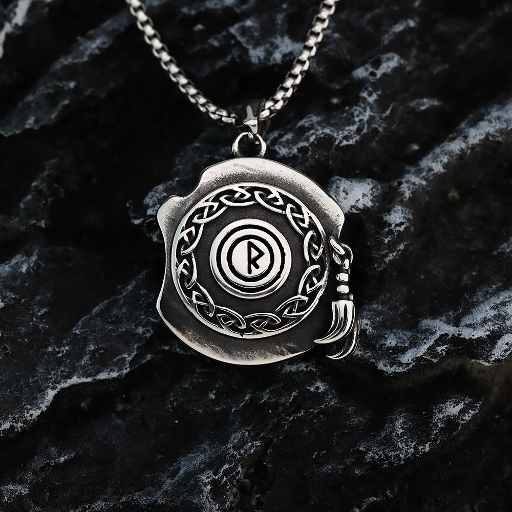 Nordic Viking Retro Men's Stainless Steel Rune Pendant Necklace