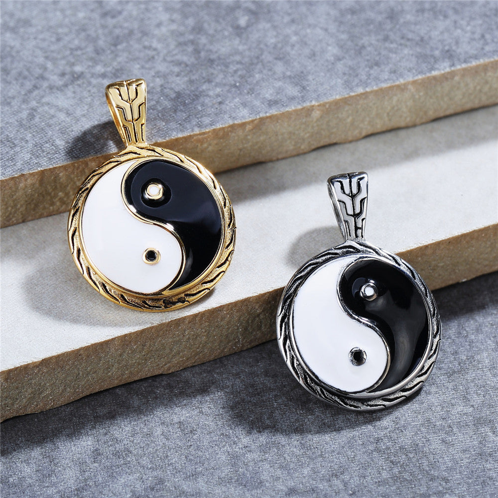 Yin Yang Bagua Titanium Pendant Unisex Jewelry Personalized Protection Retro Style Planderful