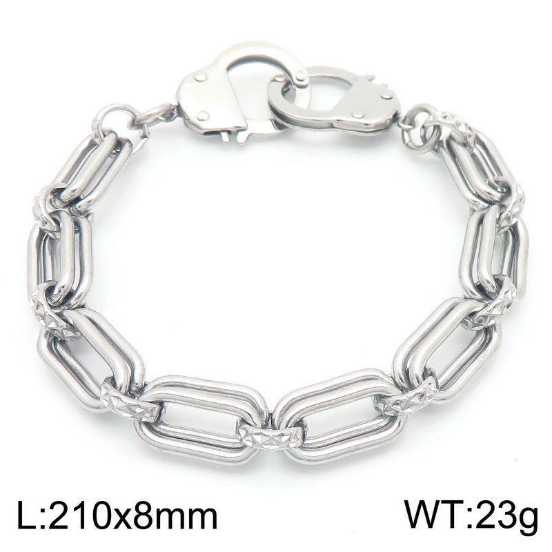 Planderful Men Stainless Steel Bracelet Double O Chain