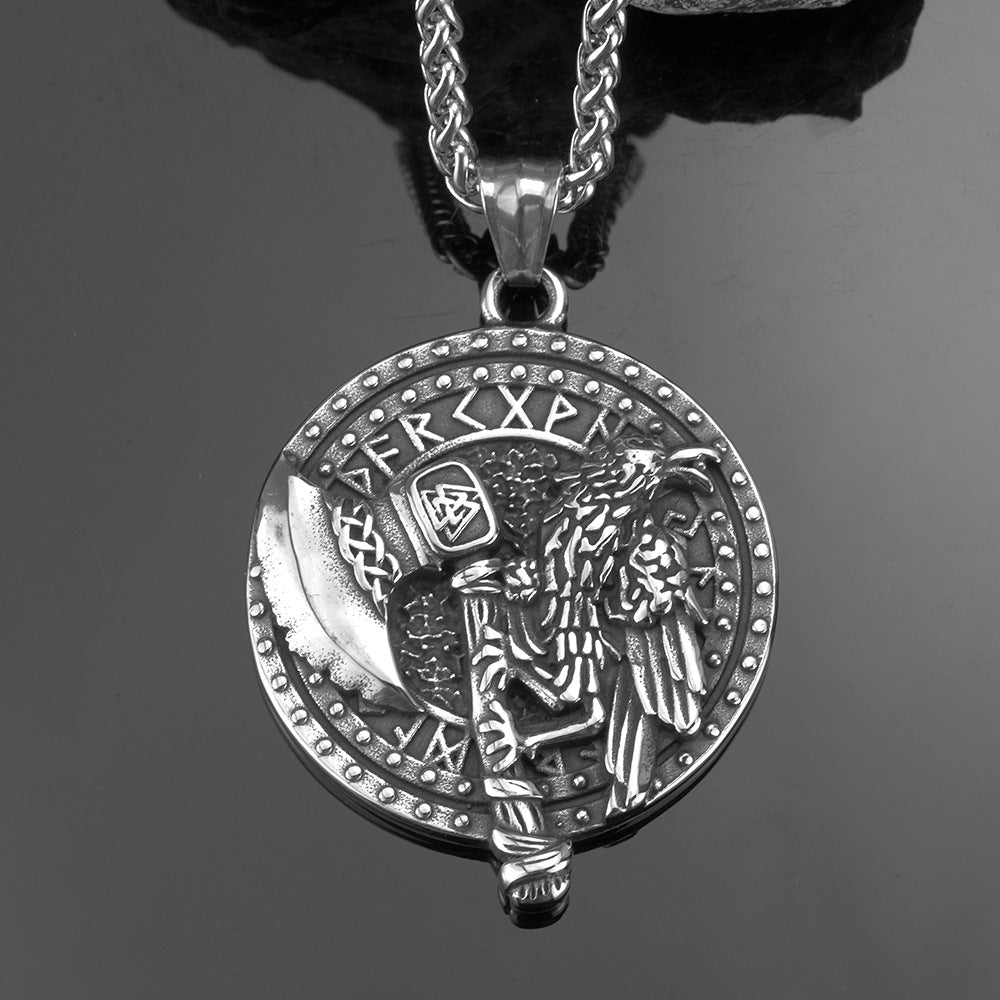 European and American Jewelry Wholesale Titanium Steel Men's Pendant Necklace Axe Crow Design