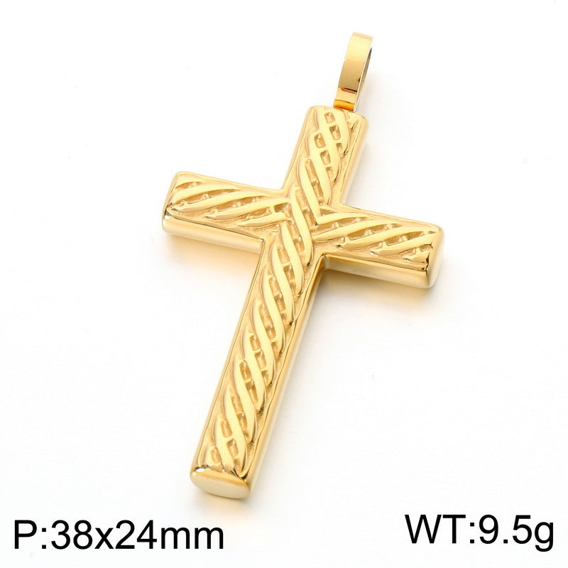 Vintage Round Bead Chain Sweater Chain Twist Cross Square Pearl Chain Stainless Steel Necklace