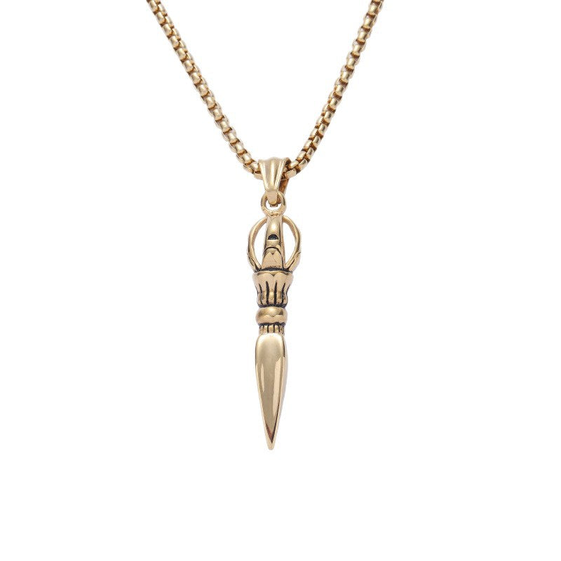 Planderful Vajra Pendant Necklace For Men In Titanium Steel Durable Retro European American Style