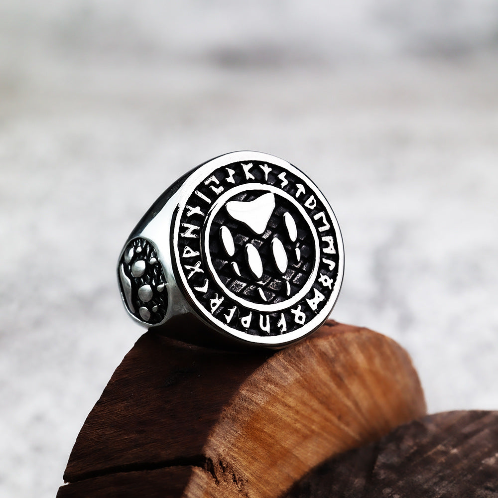 Cross-Border New Products Viking Ring Bear Claw Titanium Steel