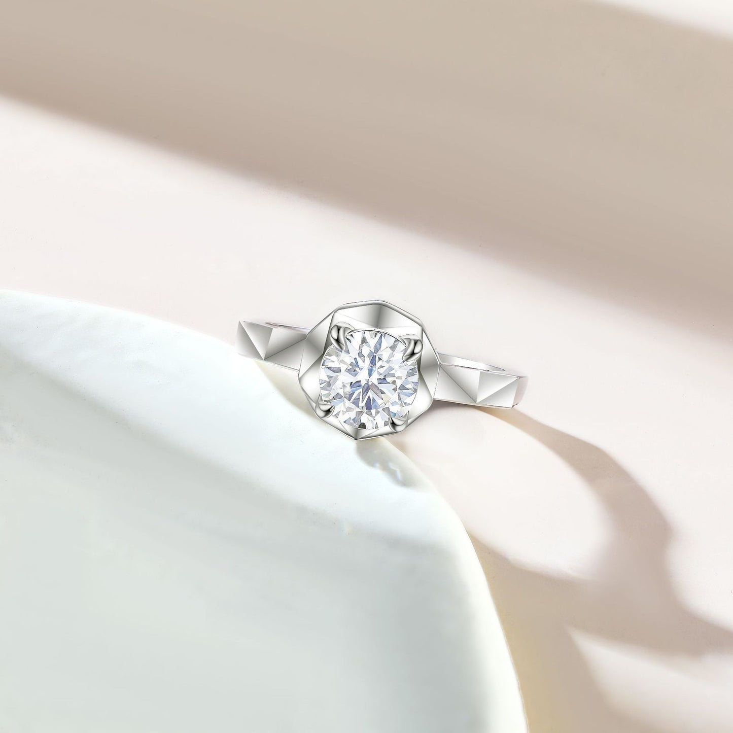 Cross-Border European American 925 Silver 1.2ct Zircon Ring