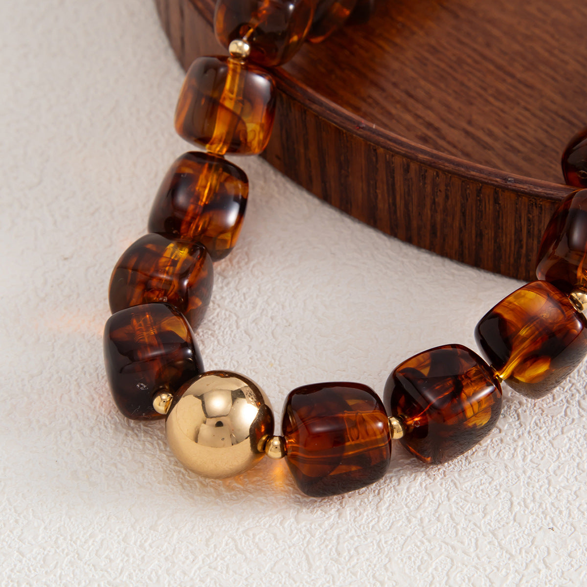 Design Color Resin Beaded Necklace Holiday Style Smudged Multi-Color Collarbone Necklace