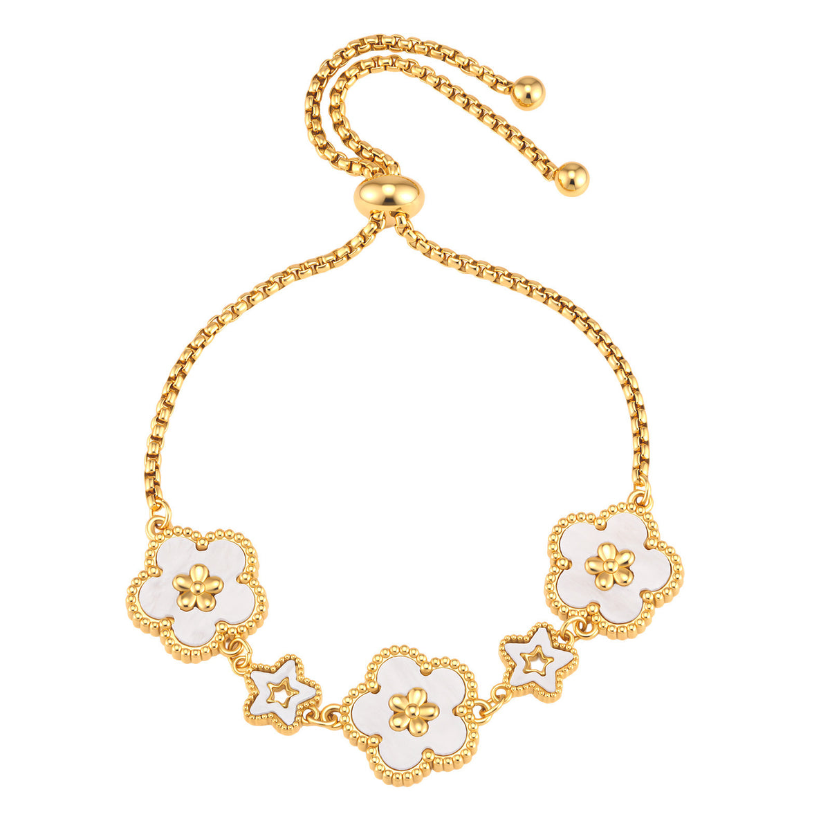 Flower Adjustable Stainless Steel Bracelet