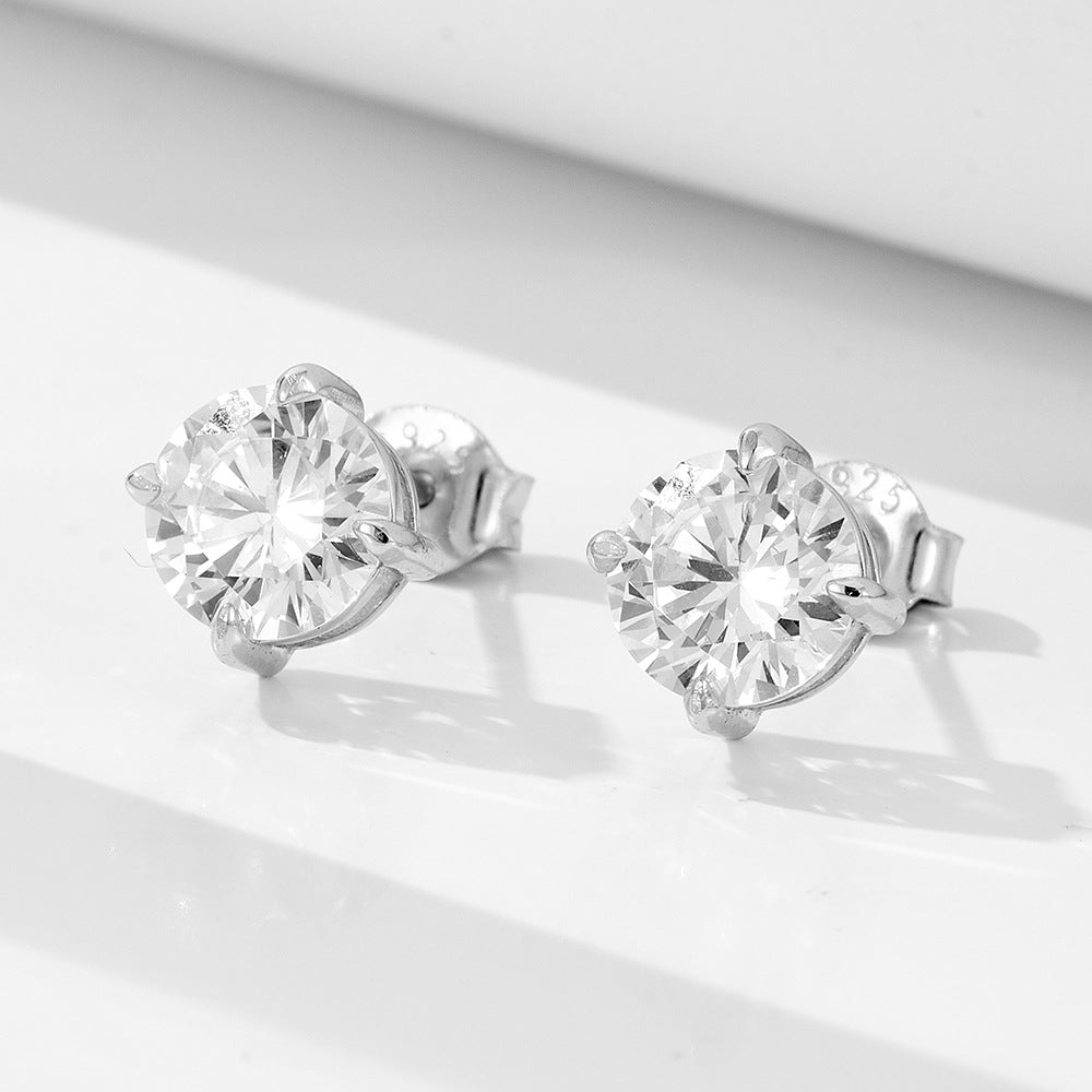 European and American Cross-Border S925 Silver Zircon Stud Earrings
