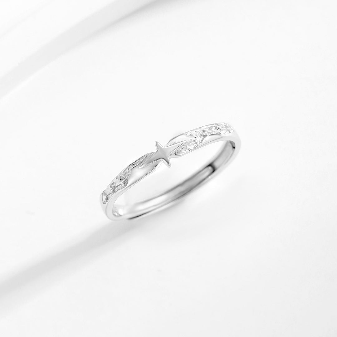 Planderful Sterling Silver S925 Tetragonal Star Ring For Women Adjustable Light Luxury Jewelry For Girlfriends