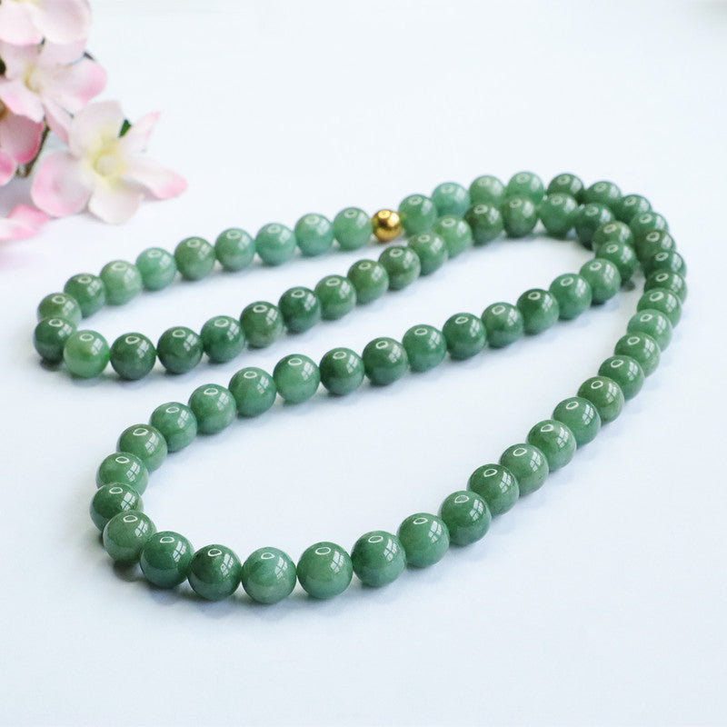 Natural Jade Necklace A Grade Oil Green Bead String Bracelet 9mm Jade