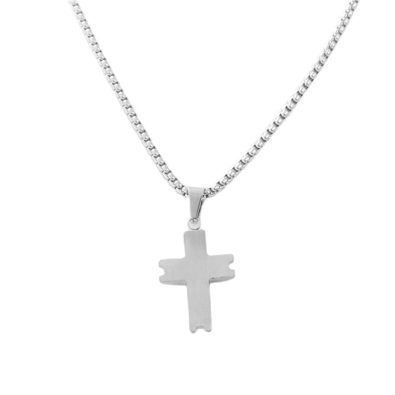 Stylish Titanium Steel Cross Pendant Necklace for Men - Personalized Retro Design