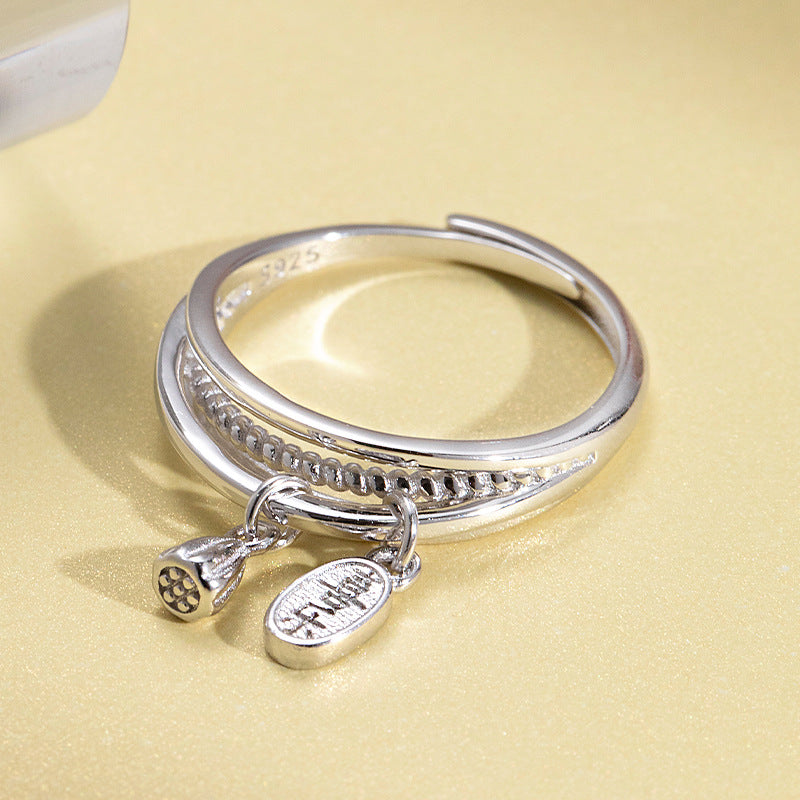 Lotus Seedpod Creative Multilayer Opening Sterling Silver Ring