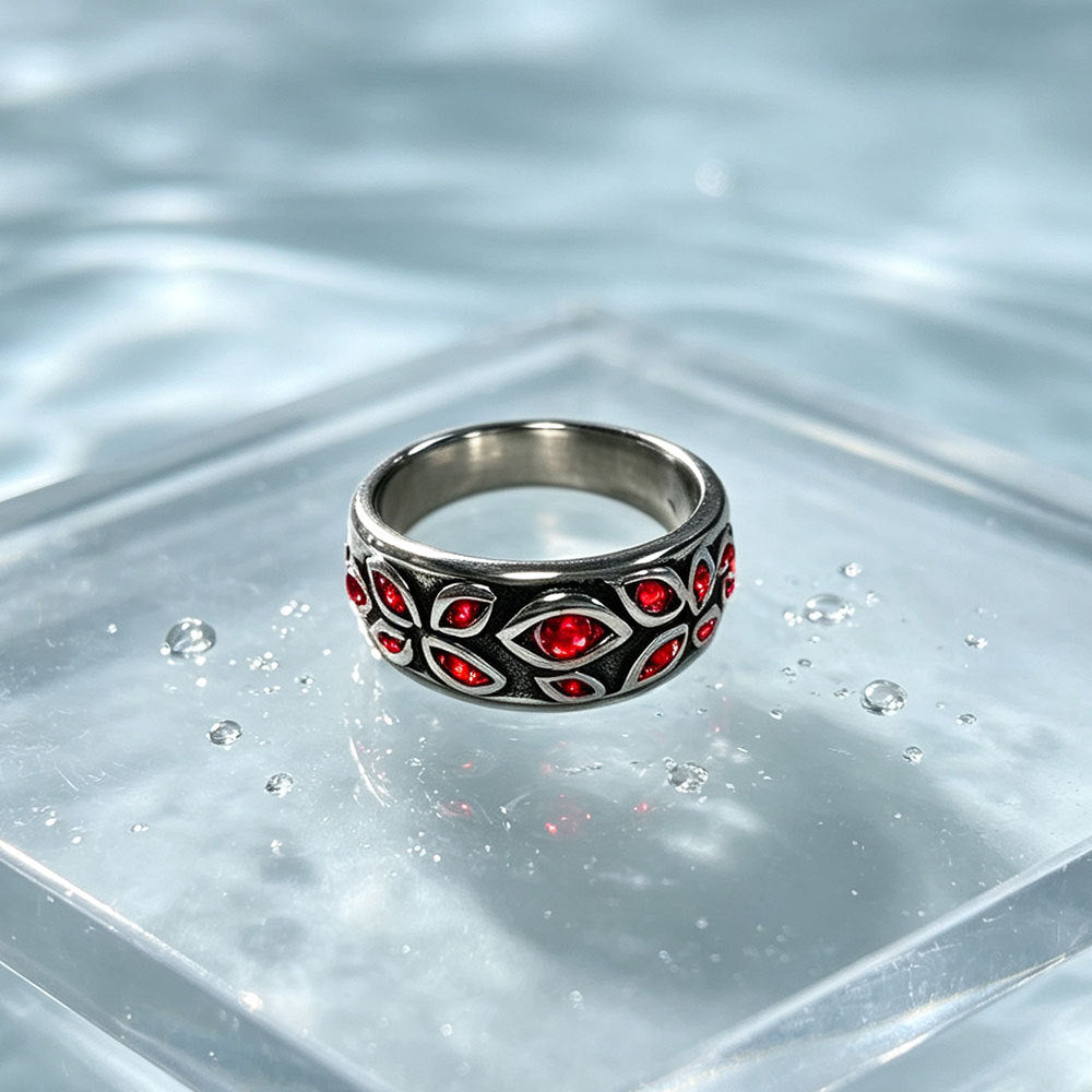 Wanfa Demon Eyes Titanium Steel Does Not Fade Inlaid Rhinestone Men's Ring Oriental Ring