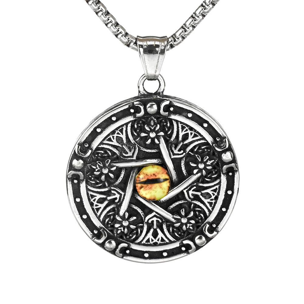 Retro Stainless Steel Men's Pendant Double Sided Skull Necklace