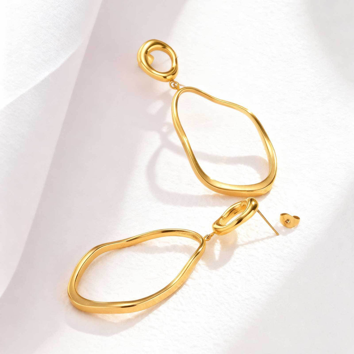 Gold-Tone Organic Open Teardrop Earrings