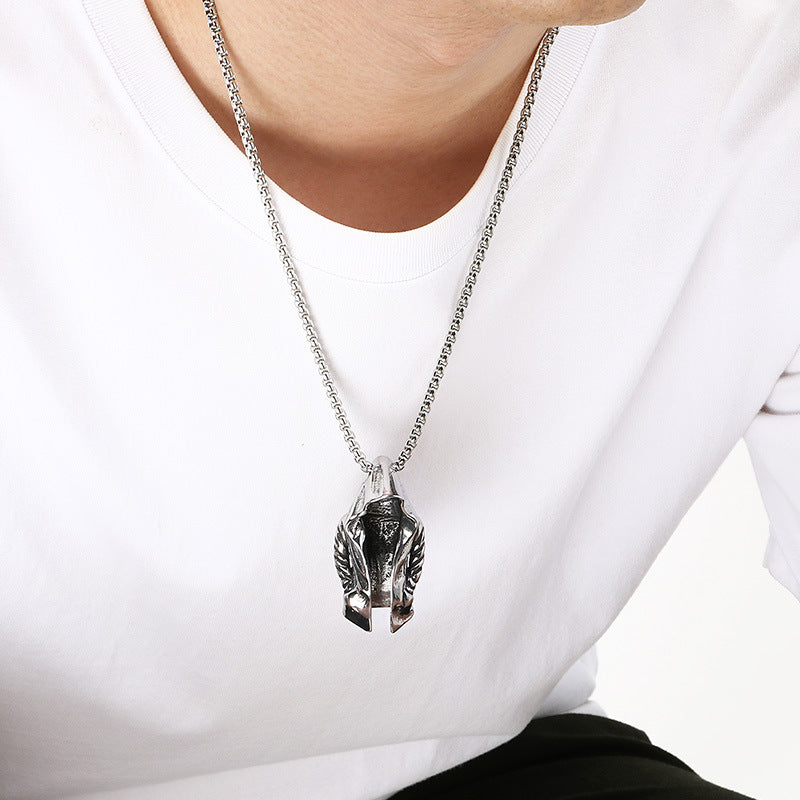 Dark Assassin Cape Pendant, Punk Mysterious Person Cape Titanium Steel Men's Pendant Necklace
