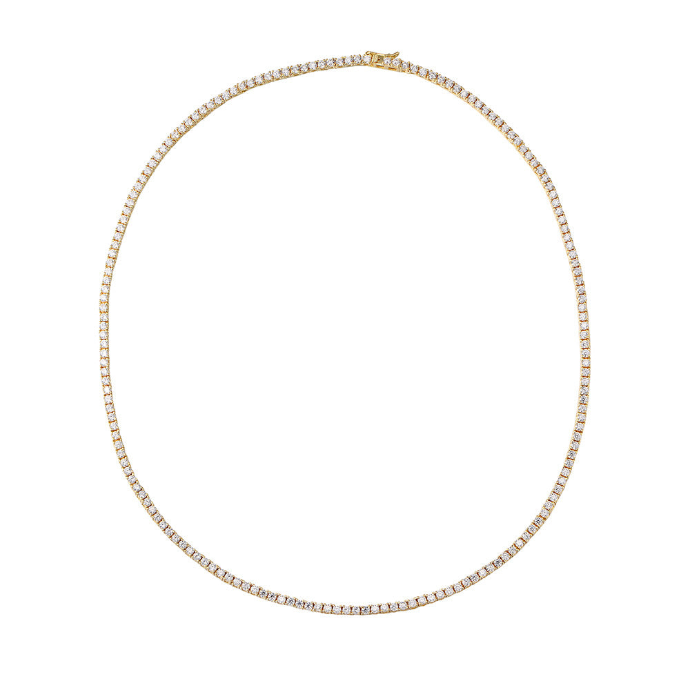 2mm Zircon Tennis Chain S925 Sterling Silver Hip Hop Full Necklace