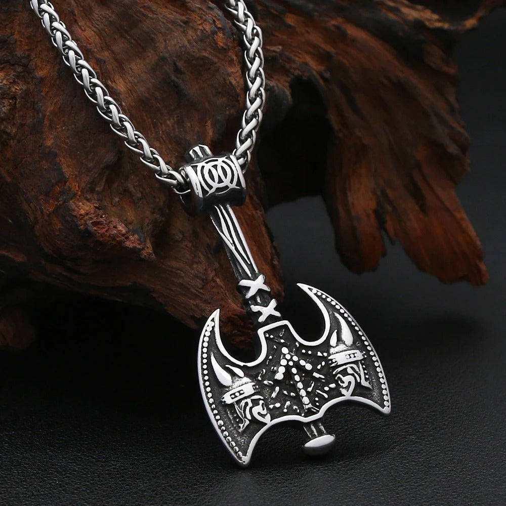 Viking Double Stainless Steel Men's Pendant Necklace