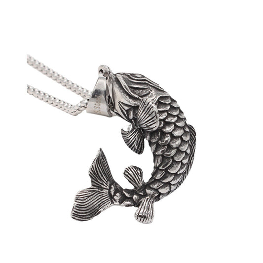 Planderful Koi Carp Titanium Steel Pendant For Men And Women Unisex Durable Shield Jewelry