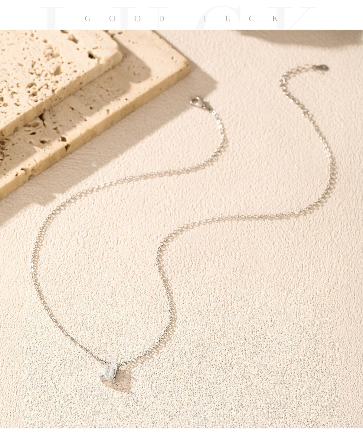 925 Sterling Silver Emerald-Cut Moissanite Necklace