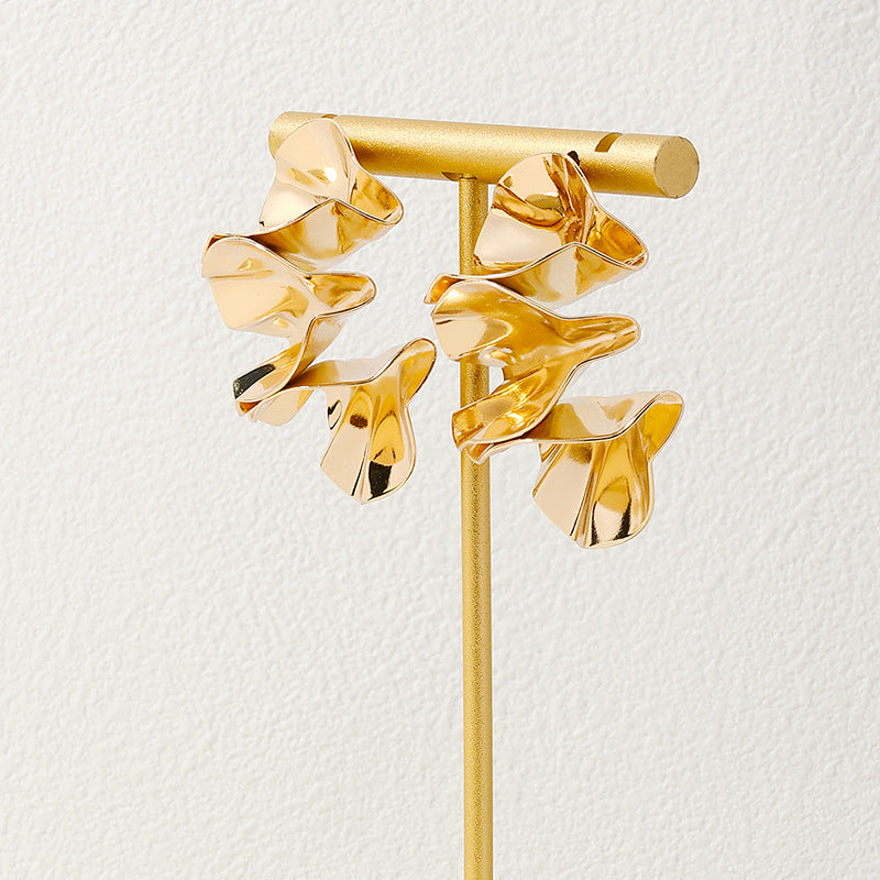 Chic Metal Pleated Women's Earrings - Vienna Verve Collection