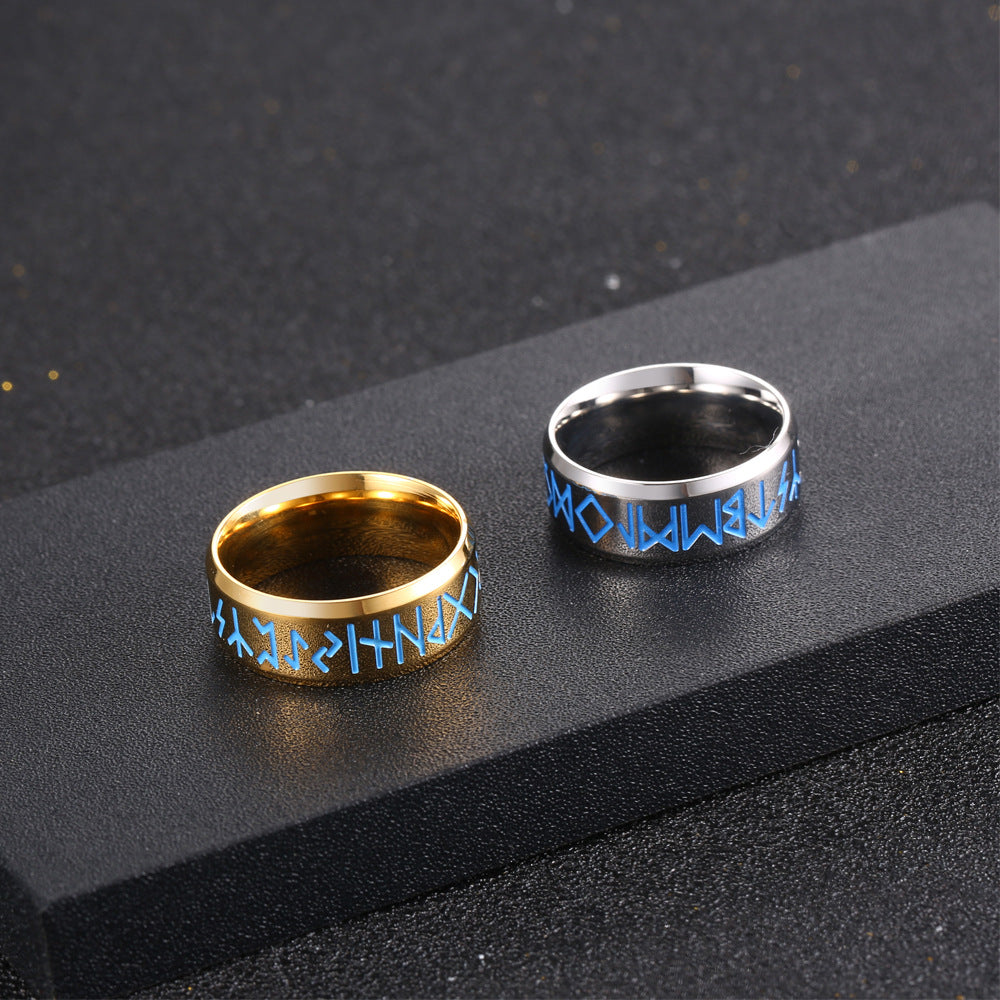 Two-Tone Titanium Steel Symbol Ring for Men - Simple and Stylish Personality Jewelry