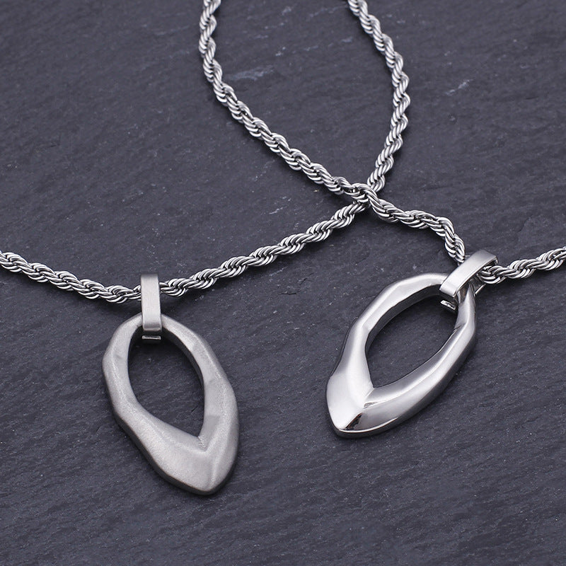 Retro Irregular Water Drop Titanium Steel Pendant for Men - European and American Style