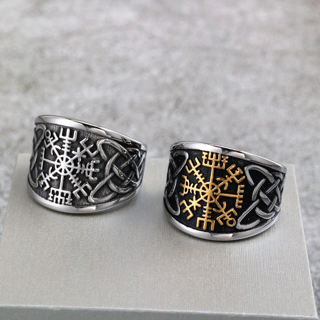 Vintage Viking Compass Stainless Steel Men's Ring