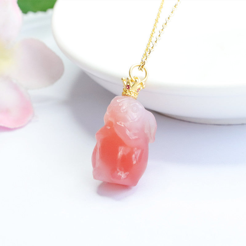 Yanyuan Agate Rabbit Silver Pendant — No Chain